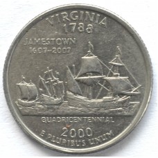 25 центов (квотер) 2000 США Виргиния, D - 25 cents (quarter) 2000 USA Virginia, D