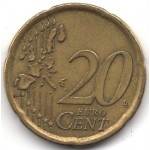 20 евроцентов 2001 Испания - 20 euro cents 2001 Spain, из оборота