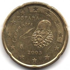 20 евроцентов 2003 Испания - 20 euro cents 2003 Spain, из оборота
