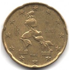20 евроцентов 2003 года Италия - 20 euro cents 2003 Italy, из оборота