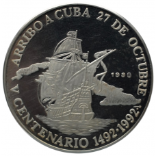 10 песо 1990 Куба - 10 peso 1990 Cuba, Серебро Proof