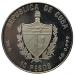 10 песо 1990 Куба - 10 peso 1990 Cuba, Серебро Proof