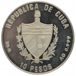 10 песо 1992 Куба - 10 peso 1992 Cuba, Серебро Proof