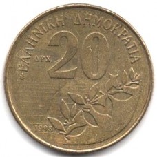 20 драхм 1998 Греция - 20 drachmes 1998 Greece, из оборота