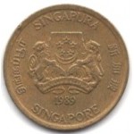 5 центов 1989 Сингапур - 10 cents 1989 Singapore, из оборота