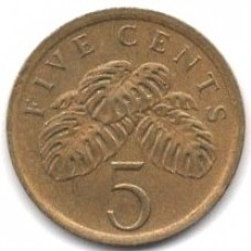 5 центов 1989 Сингапур - 10 cents 1989 Singapore, из оборота