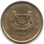 5 центов 2005 Сингапур - 10 cents 2005 Singapore, из оборота