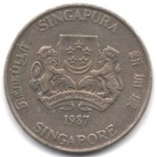 20 центов 1987 Сингапур - 20 cents 1987 Singapore, из оборота