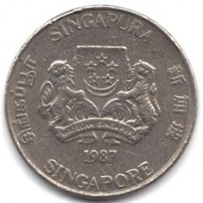 20 центов 1987 Сингапур - 20 cents 1987 Singapore, из оборота