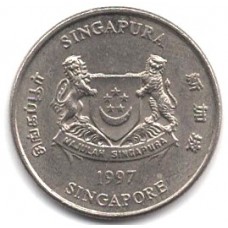 20 центов 1997 Сингапур - 20 cents 1997 Singapore, из оборота