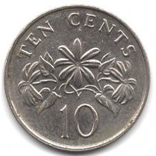 10 центов 1991 Сингапур - 10 cents 1991 Singapore, из оборота