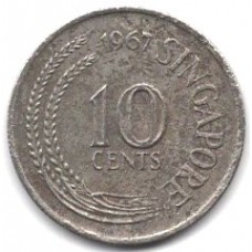 10 центов 1967 Сингапур - 10 cents 1967 Singapore, из оборота