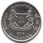 20 центов 2014 Сингапур - 20 cents 2014 Singapore, из оборота