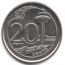 20 центов 2014 Сингапур - 20 cents 2014 Singapore, из оборота