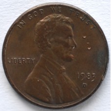 1 цент 1983 США - 1 cent 1983 USA, D