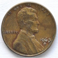 1 цент 1963 США - 1 cent 1963 USA, D