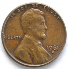 1 цент 1961 США - 1 cent 1961 USA, D