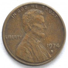 1 цент 1974 США - 1 cent 1974 USA, D