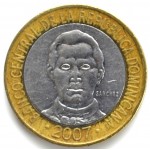 5 песо 2007 Республика Доминикана- 5 pesos 2007 Republica Dominicana, из оборота