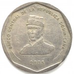 25 песо 2005 Республика Доминикана- 25 pesos 2005 Republica Dominicana, из оборота