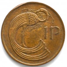 1 пенни 1980 Ирландия - 1 penny 1980 Ireland, из оборота