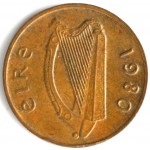 1 пенни 1980 Ирландия - 1 penny 1980 Ireland, из оборота