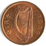 1 пенни 1986 Ирландия - 1 penny 1986 Ireland, из оборота