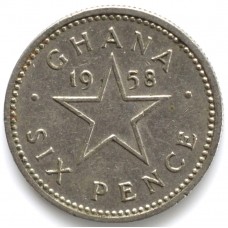 6 пенсов 1958 Гана - 6 PENCE 1958 GHANA