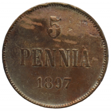 5 пенни 1897 г. Для Финляндии (Николай II)