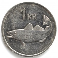 1 крона 1999 Исландия - 1 krona 1999 Island, из оборота