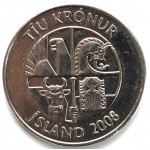 10 крон 2008 Исландия - 10 krona 2008 Island