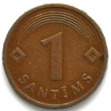 1 сантим 1992 Латвия - 1 centime 1992 Latvia, из оборота