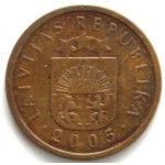 1 сантим 2005 Латвия - 1 centime 2005 Latvia, из оборота