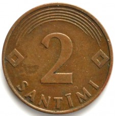 2 сантима 2000 Латвия - 2 santimi 2000 Latvia, из оборота