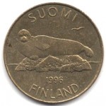 5 марок 1996 Финляндия - 5 markka 1996 Finland, из оборота