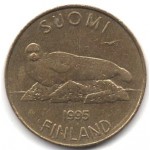 5 марок 1995 Финляндия - 5 markka 1995 Finland, из оборота