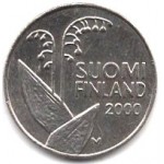 Монета 10 пенни 2000 Финляндия - 10 penny 2000 Finland, из оборота