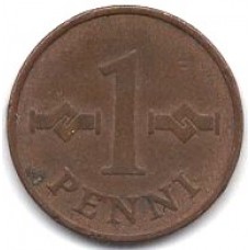 1 пенни 1963 Финляндия - 1 penni 1963 Finland, из оборота