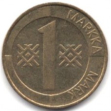 1 марка 1997 Финляндия - 1 markka 1997 Finland, из оборота