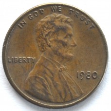 1 цент 1980 США - 1 cent 1980 USA, Без МД