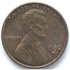 1 цент 1980 США - 1 cent 1980 USA, D