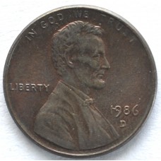 1 цент 1986 США - 1 cent 1986 USA, D