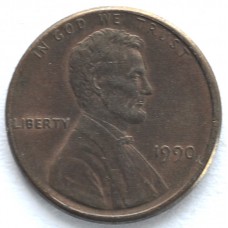 1 цент 1990 США - 1 cent 1990 USA, Без МД