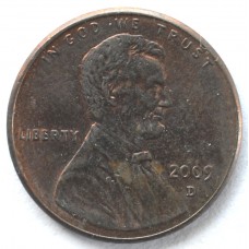 1 цент 2009 США - 1 cent 2009 USA, D