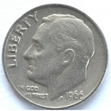 1 дайм (10 центов) 1966 США - 1 dime (10 cents) 1966 USA, Без МД