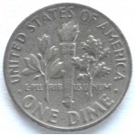 1 дайм (10 центов) 1966 США - 1 dime (10 cents) 1966 USA, Без МД