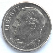 1 дайм (10 центов) 2001 США - 1 dime (10 cents) 2001 USA, D