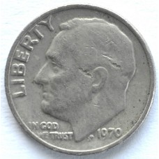 1 дайм (10 центов) 1970 США - 1 dime (10 cents) 1970 USA, Без МД