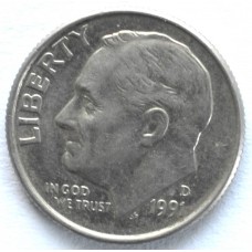 1 дайм (10 центов) 1991 США - 1 dime (10 cents) 1991 USA, D