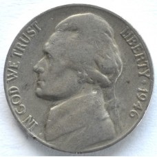 5 центов 1946 США - 5 cents 1946 USA, Без МД